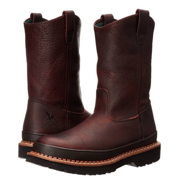 Georgia® Giant Wellington Pull-on work boot Soggy Brown Leather Men’s Size 12 M - Picture 3 of 16